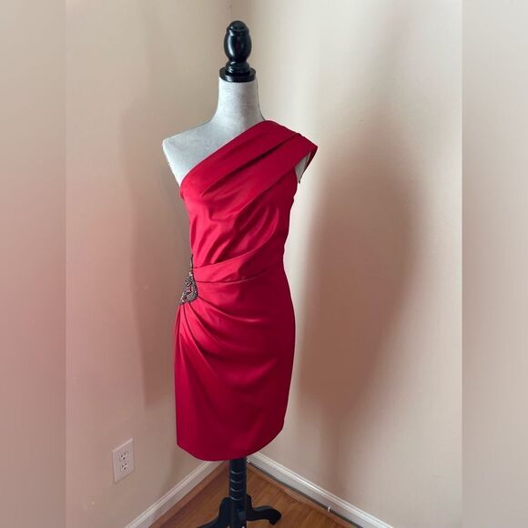 Eliza J Dresses & Skirts - Dark red one shoulder dress